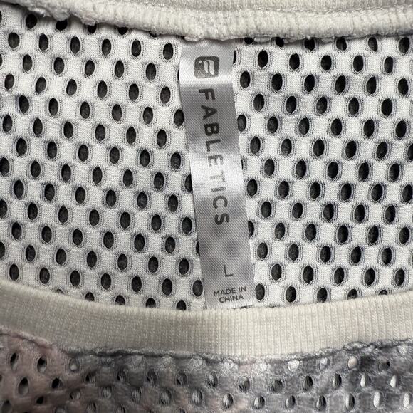 Fabletics Mesh Shirt Women's Large Pink/Gray/White Tie Dye Short Sleeve Top - Picture 2 of 6